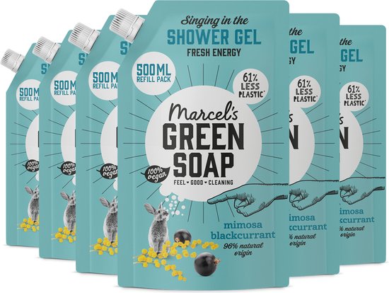 Marcel's Green Soap Duschgel-Nachfüllpackung – Mimose & Schwarze Johannisbeere – 6 x 500 ml