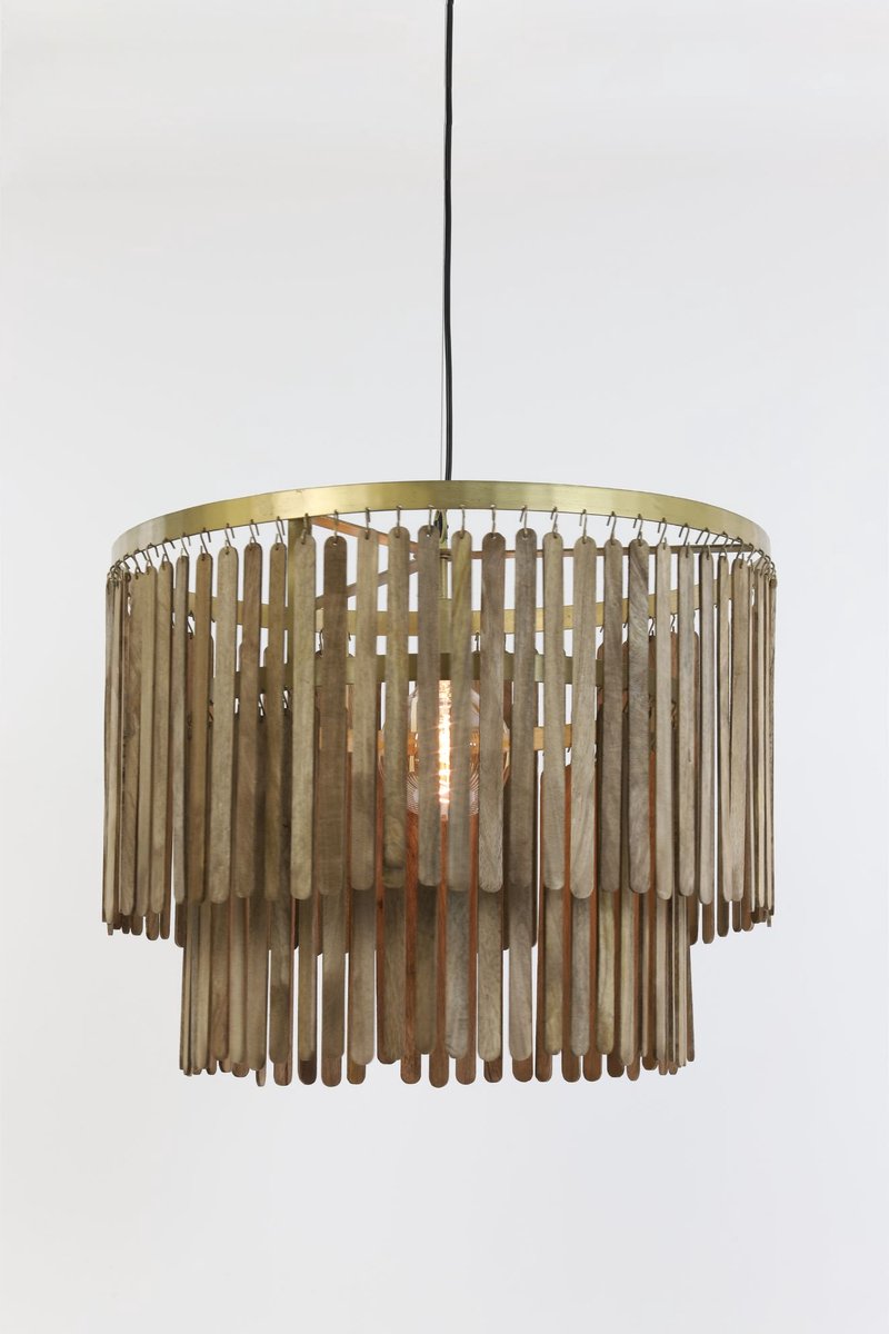 Light & Living Gularo Pendelleuchte - Dunkelbraunes Holz - Ø60cm - Modern & Luxe