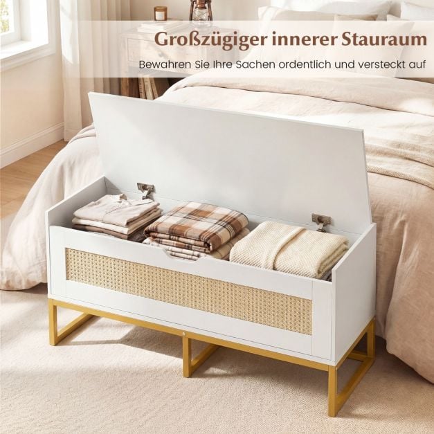 Coast Schuhbank - Rattan - Sitzkissen - 100 x 35 x 44 cm - Weiß