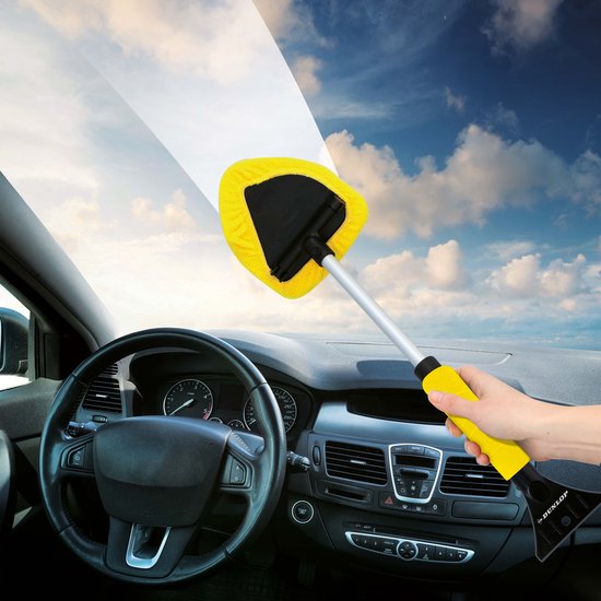 Dunlop Eiskratzer mit Auslöser - Teleskopstange 32 bis 49 CM - Softgrip - Inkl. 2 Mikrofasertücher