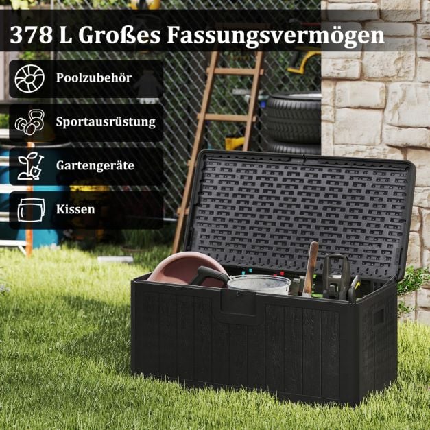 Coast 378L Gartenbox / Aufbewahrungsbox - Wasserdicht, abschließbar, multifunktional - Schwarz