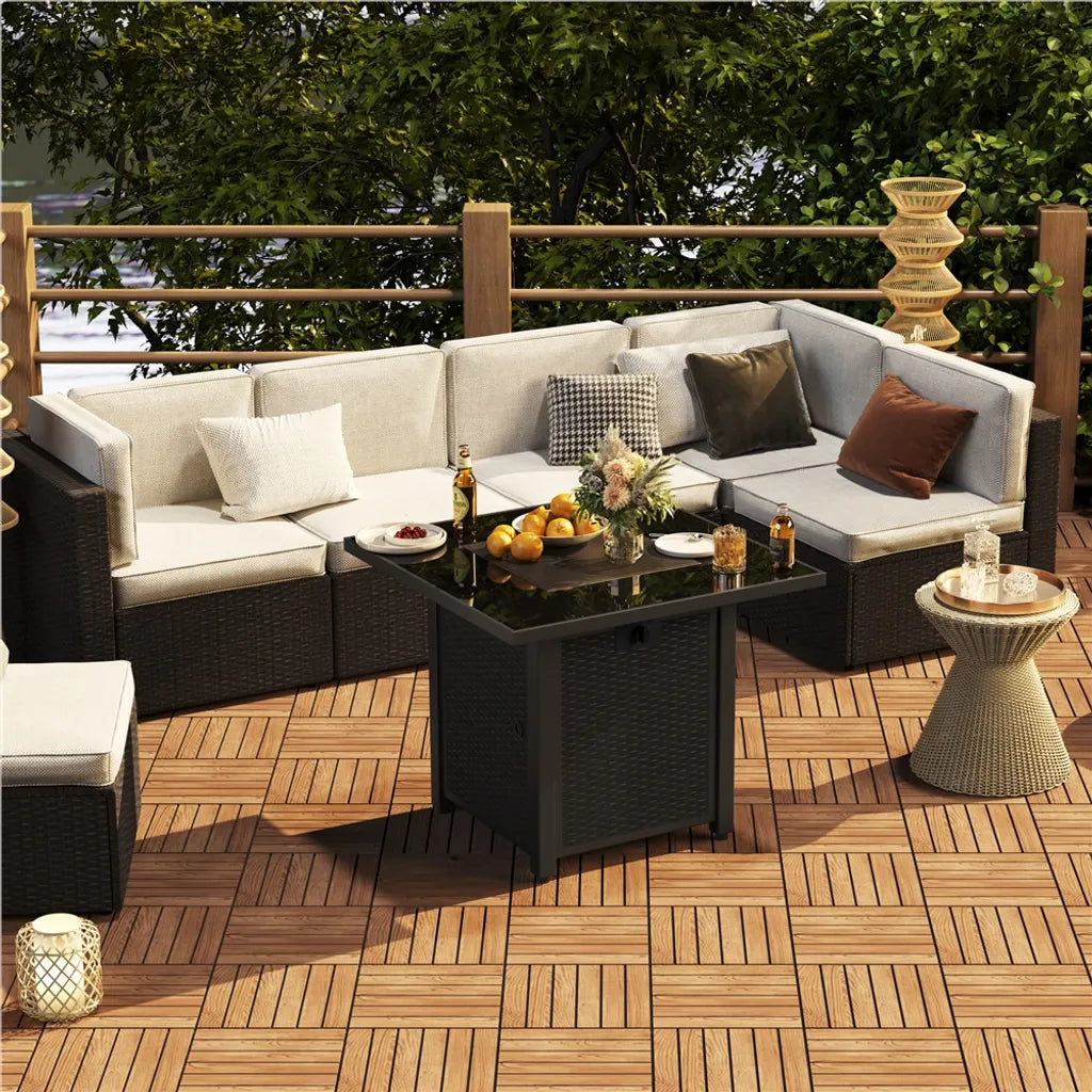 Yaheetech Terra Fliesen Akazienholz - 10er Set - 31 x 31 cm - Klicksystem - 0,96 m²