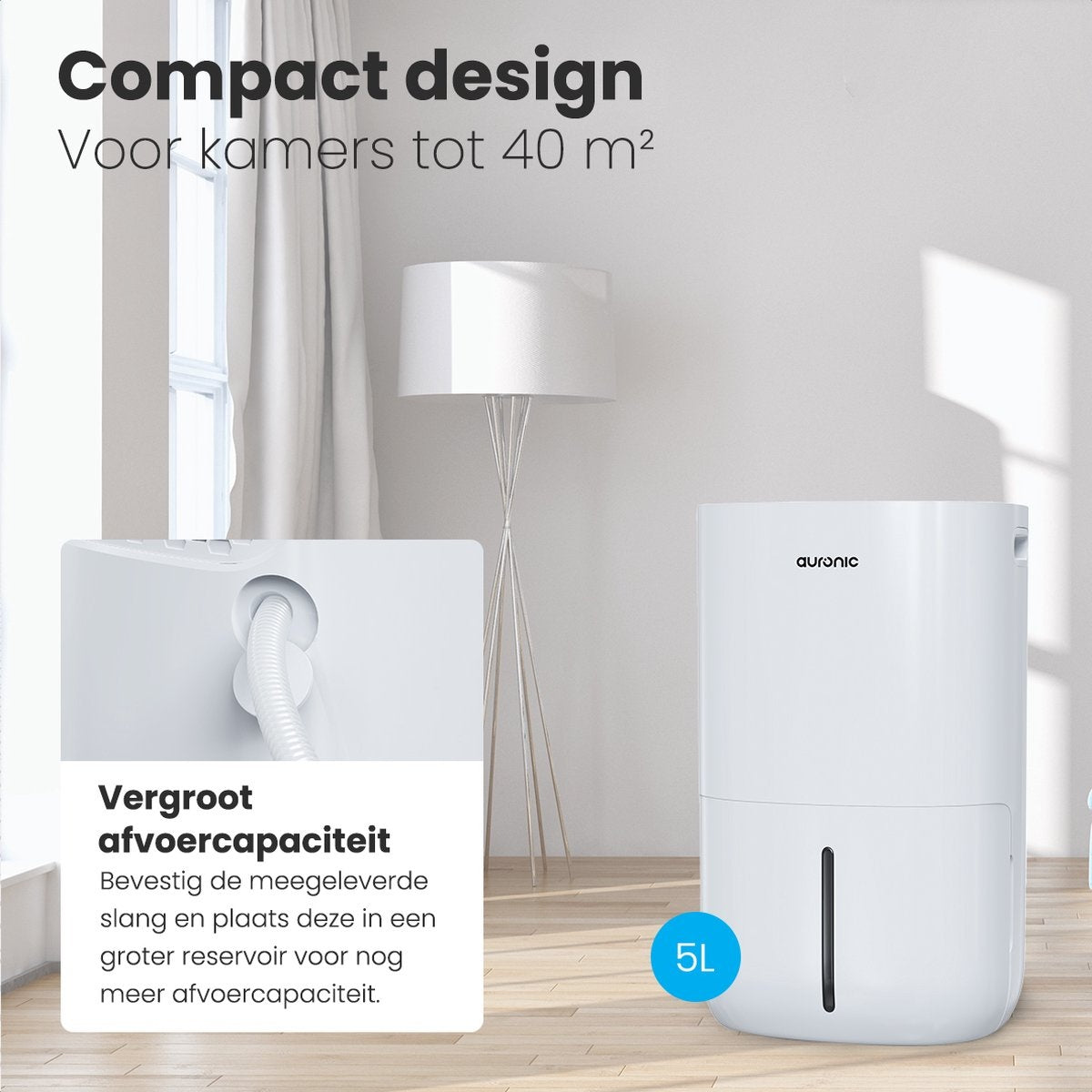 Auronic - Luftentfeuchter und Luftreiniger - Entfeuchtet 20 l pro Tag - Wash-Dry-Funktion - Weiß