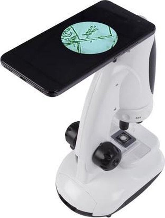 Velleman Mikroskop für Smartphone, 50 - 400x Vergrößerung, einstellbarer Fokus, mit reflektierender LED, ideal für die Untersuchung von Pflanzen, Mineralien, Insekten und mehr