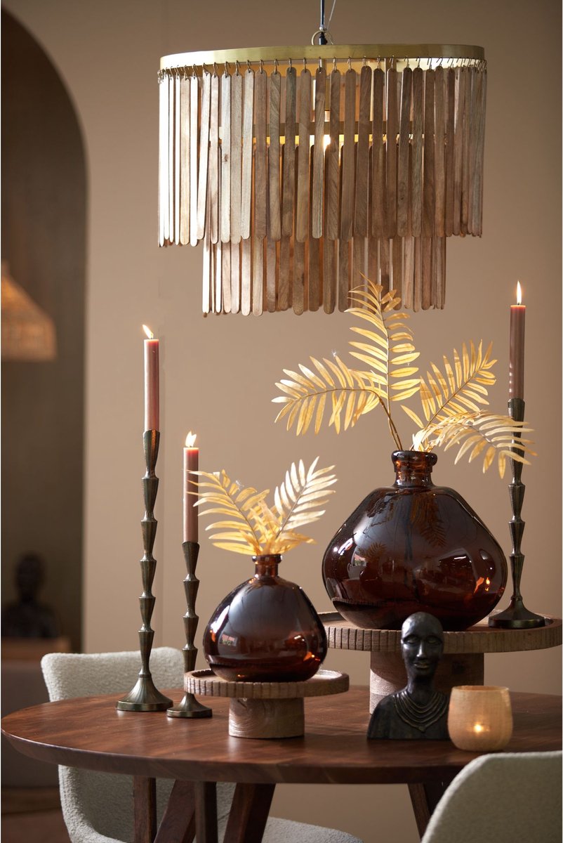 Light & Living Gularo Pendelleuchte - Dunkelbraunes Holz - Ø60cm - Modern & Luxe