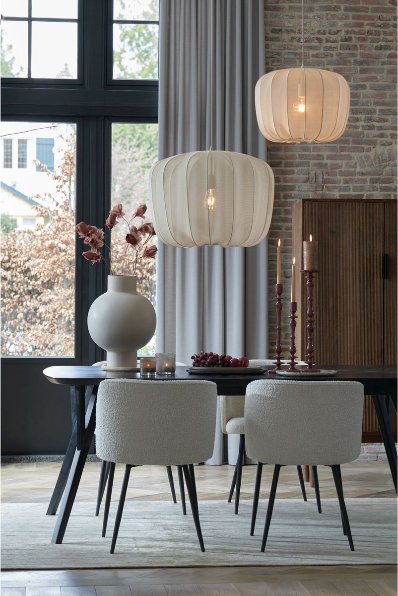 Licht & Wohnen Hängeleuchte Plumeria - Ø60 cm - E27 Fassung - Modernes Design - Sand Textil & Metall