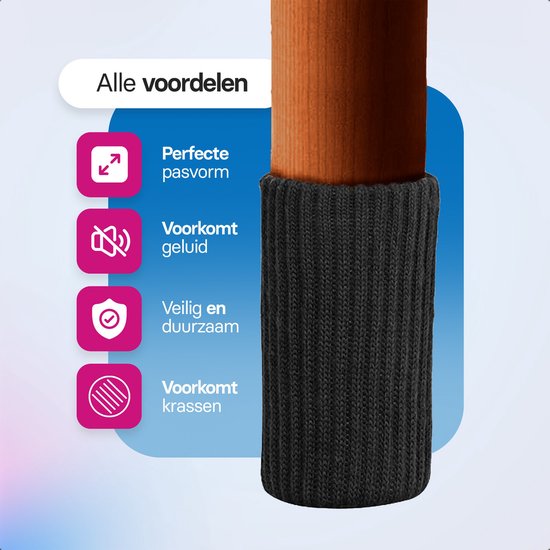 Roegaarden Stuhlbeinschoner Socken Schwarz Bodenschutz 24 Stück