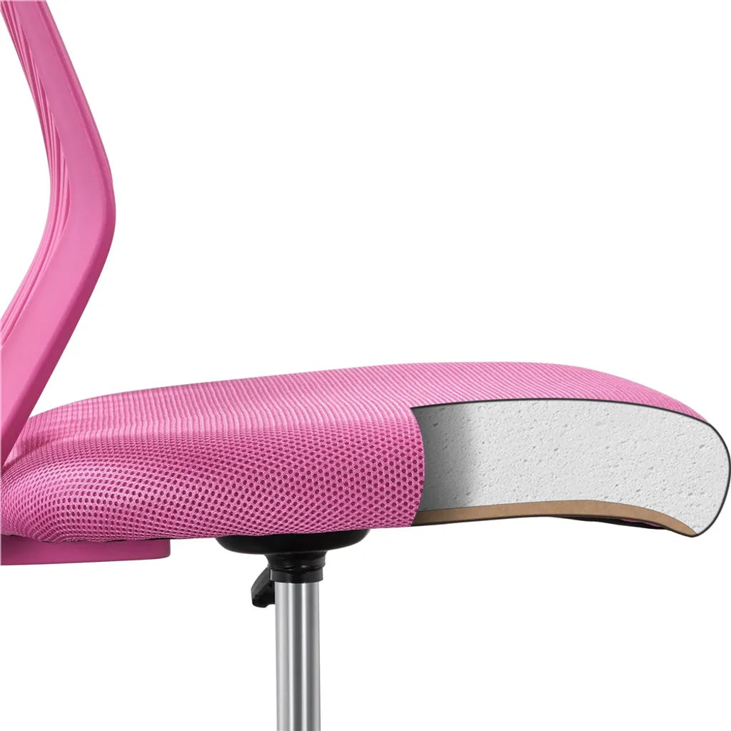 Yaheetech Bürostuhl, verstellbar, 50 x 55 x 79–92 cm – Rosa – Drehstuhl ohne Armlehnen