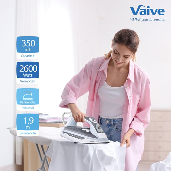 VAIVE SteamMaster 2600 Iron - Dampfbügeleisen - Dampfbügeleisen - 2600W - 350 ML - Sprüh- und Dampfstoßfunktion