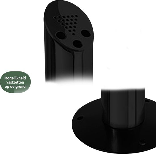 BRASQ Aschenbecher Upright Schwarz - 2 Liter Fassungsvermögen - Raucherstange, Buche Säule - 21x21x92 cm Upright Aschenbecher für den Innen- und Außenbereich