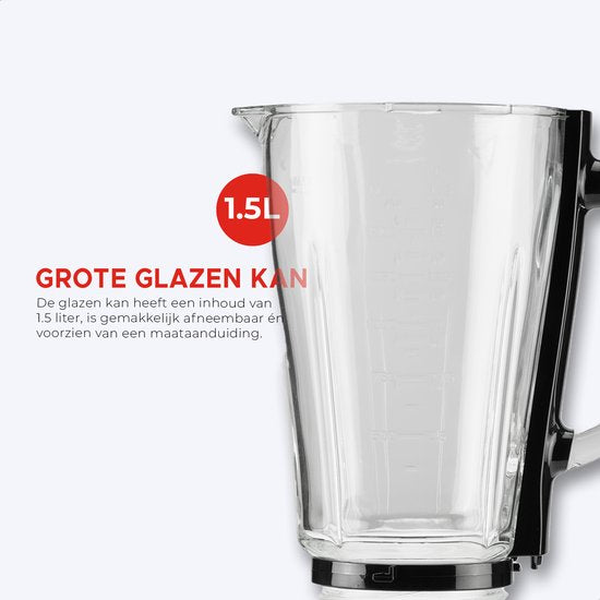 Bourgini Retro-Mixer – 5 Geschwindigkeitsstufen und Pulsfunktion – 1,5 Liter – Smoothie-Mixer – 500 Watt – Schwarz