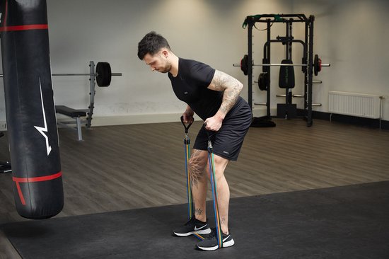 Rebblo – Heimtrainingsset – 10-teilig – Widerstandsbänder – Fußschlaufen – Griffe – Türanker – Fitnessset inkl. Aufbewahrungstasche – 2/3/4/5/6 kg