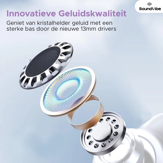 SoundVibe® - Kabellose Kopfhörer mit Geräuschunterdrückung - Weiß - Bluetooth-Kopfhörer - Kopfhörer mit Geräuschunterdrückung - Kabellose Kopfhörer - Kabellose Kopfhörer
