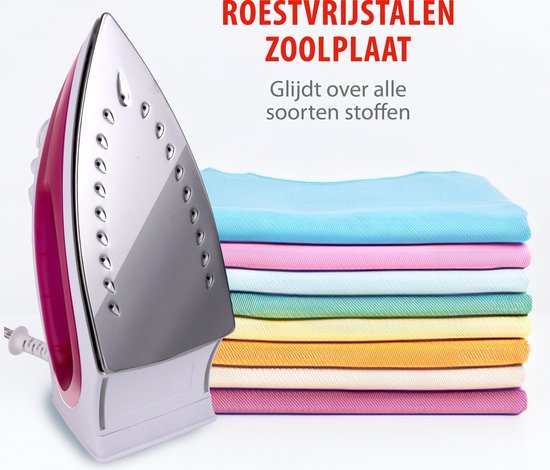 alpina Dampfbügeleisen - 2000 Watt - stufenlose Temperatur - Dampfstoß - Sprühfunktion - Edelstahlsohle - Pink