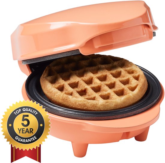 Bestron Waffeleisen – AMW500PE – 550 W – Mini-Waffeln – Antihaftbeschichtung – Orange – 5 Jahre Garantie