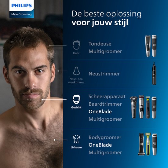 Philips All-in-One Series 9000 MG9540/15 – 13-in-1 – Multigroom – Barttrimmer – Für Bart, Körper und Haare – mit OneBlade – Dunkelgrau