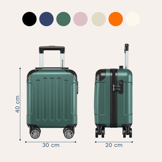 TRVLMORE Handgepäckkoffer – 40 x 30 x 20 cm – Unter-Sitz-Gepäck – 24 l – Zahlenschloss – 4 Rollen – Dunkelgrün