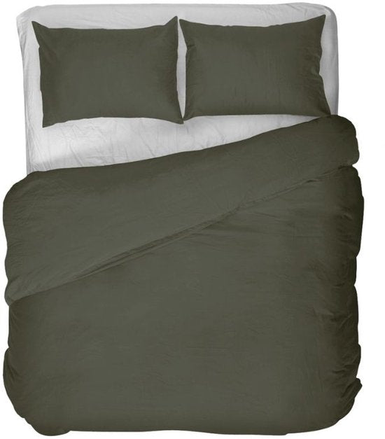 Kayori Emma Bettbezug aus Baumwollsatin – 140 x 200–220 cm + 1 Kissenbezug – Einzelbett – Dunkelgrün