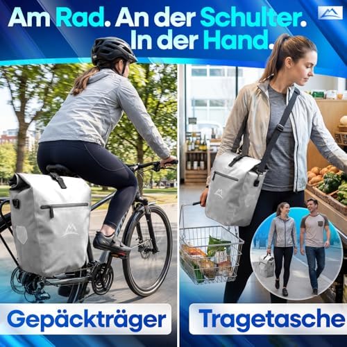 Nextcover AquaShield TPU-Gepäcktasche, 100 % wasserdicht mit Klicksystem und Rollverschluss, reflektierend, 28 Liter