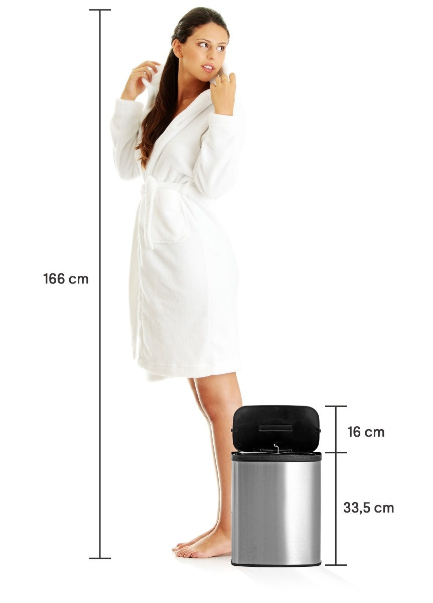 Homra IXXA Abfalleimer mit Sensor - 8 Liter - Edelstahl - Toilettenabfalleimer - Badabfalleimer - Automatischer Deckel