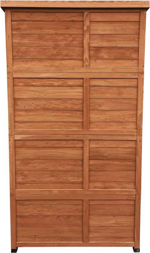 AXI Hugo Aufbewahrungsschrank aus Holz, Farbe „Coffee Brown“ – Gartenschrank mit verzinktem Dach – 3 Einlegeböden und Bodenplatte – FSC-zertifiziertes Holz – Magnetverschluss – 85 x 52 x 174 cm