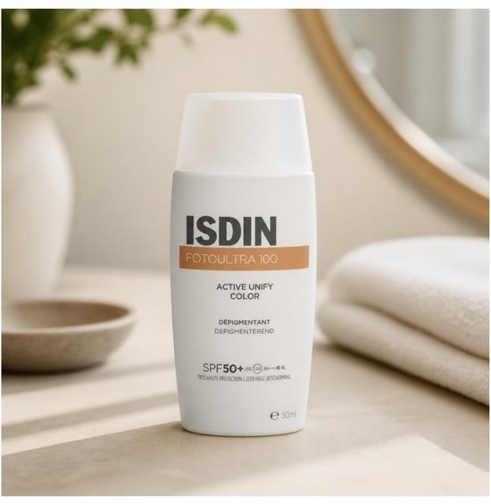 ISDIN – Fotoultra Active Unify Color SPF50+ – 50 ml – Hellt den Teint auf und gleicht ihn aus