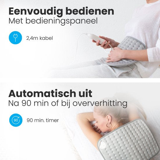 Auronic Heat Pillow - Elektrisch - 40x30cm - Nacken und Schultern - Waschbar - Grau