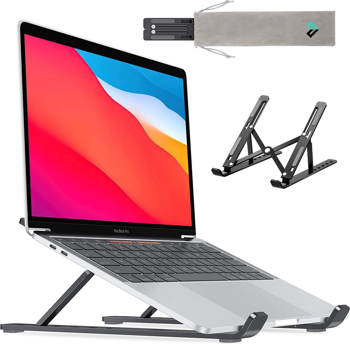 LURKÂ® Laptop-Ständer - Aluminium Laptop-Halterung - Verstellbar und klappbar - Ergonomisch - 6 Einstellwinkel