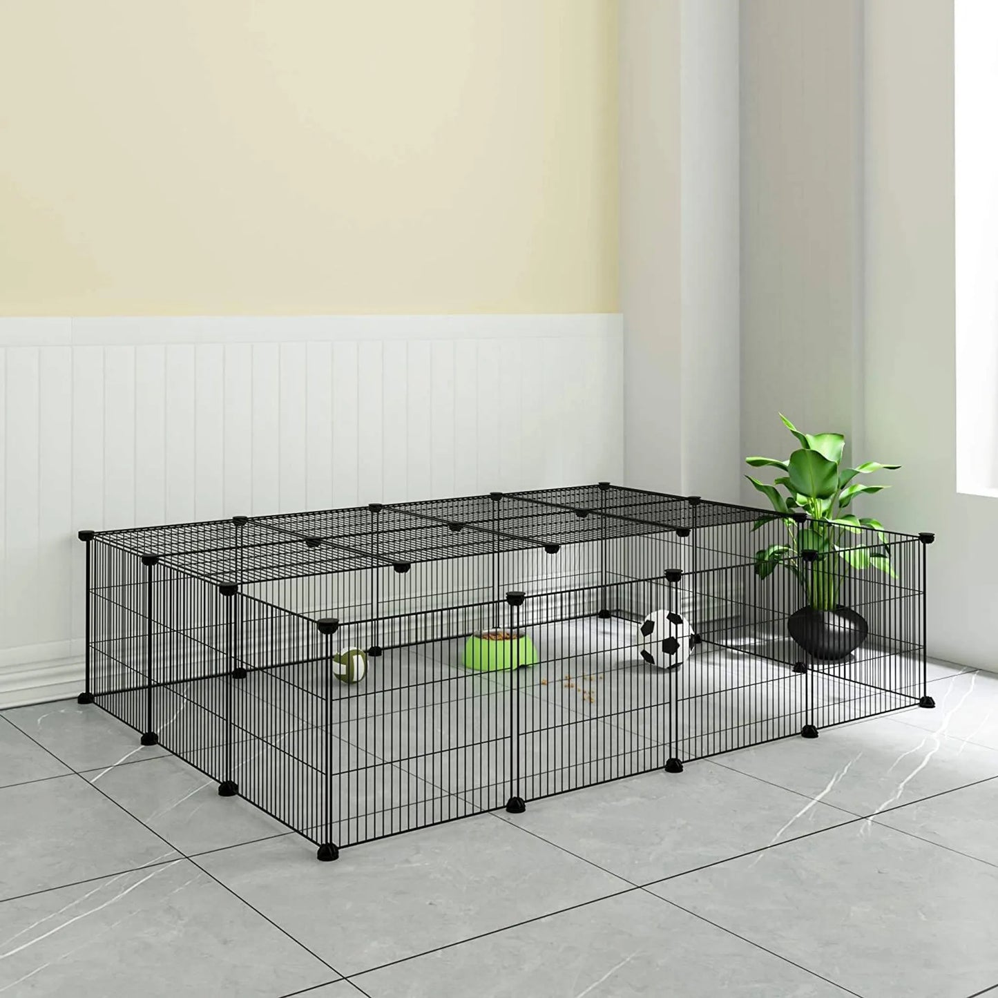 EUGAD Außengehege für Welpen – Bausatz zum Selberbauen – schwarz – 147 x 111 x 37 cm