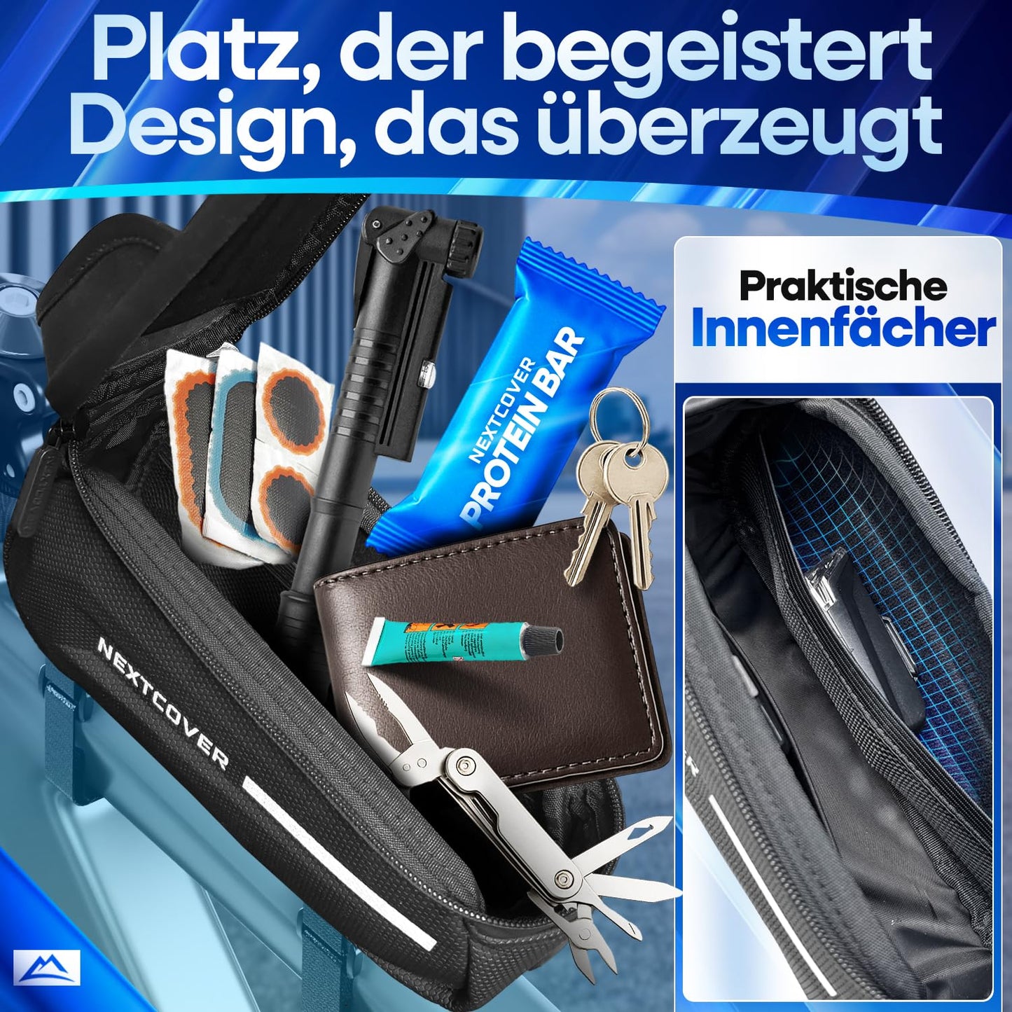 Nextcover® Rahmentasche Fahrrad - Handytasche mit Touchscreen - Wasserdicht