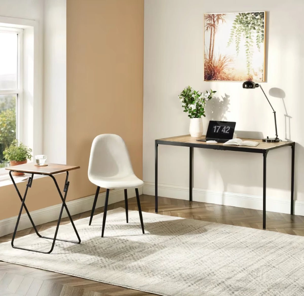 Urban Meuble Esstisch 120 x 75 cm – Holzoptik – Schwarzes Metallgestell – Minimalistisch