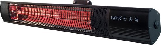 Sunred - Dark line - Schwarz - Wandmodell - Terrassenheizung - Carbon rose gold technology - 2500 W - ECO - 3 Einstellungen - Fernbedienung - Elektroheizung