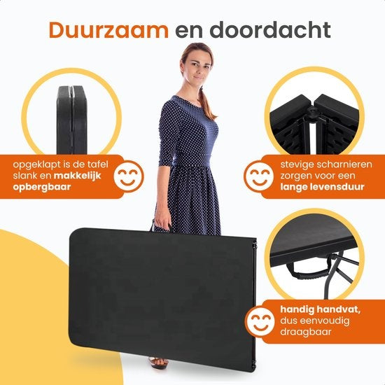 Goliving Klapptisch - Klapptisch - Campingtisch - Outdoor-Klapptisch - Wetterfest - 180 x 70 x 74 cm - Schwarz