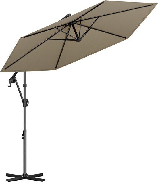 LifeGoods Schwimmender Sonnenschirm - Rund Ø300 cm - UPF 50+ und Wasserdicht - Taupe