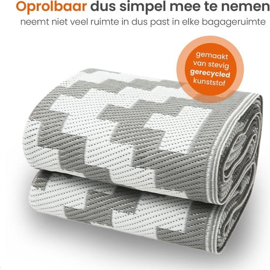 Goliving - Outdoor-Teppich Summer Diamond - Reversibel - Inkl. Tragetasche - 183 x 290 cm - Grau/Weiß