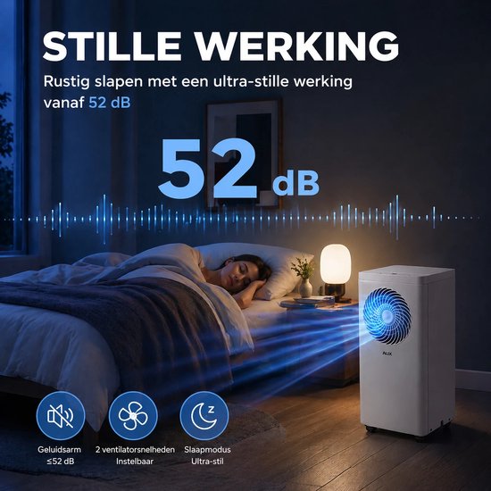 AUX 3-in-1-Mobilklimagerät 7000 BTU (bis zu 30 m²), Energieeffizienzklasse A, WLAN & Fernbedienung, 4 Betriebsstufen, Selbstdämpfung, R290, inklusive Fensterhalterung