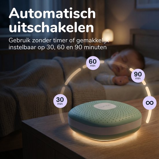 Lunae White Noise Machine 2026 – Gerät für weißes Rauschen mit Nachtlicht – Geeignet für Babys, Kinder und Erwachsene – Schlafhilfe für Babys – Schlaftrainer für Kinder – Mintgrün