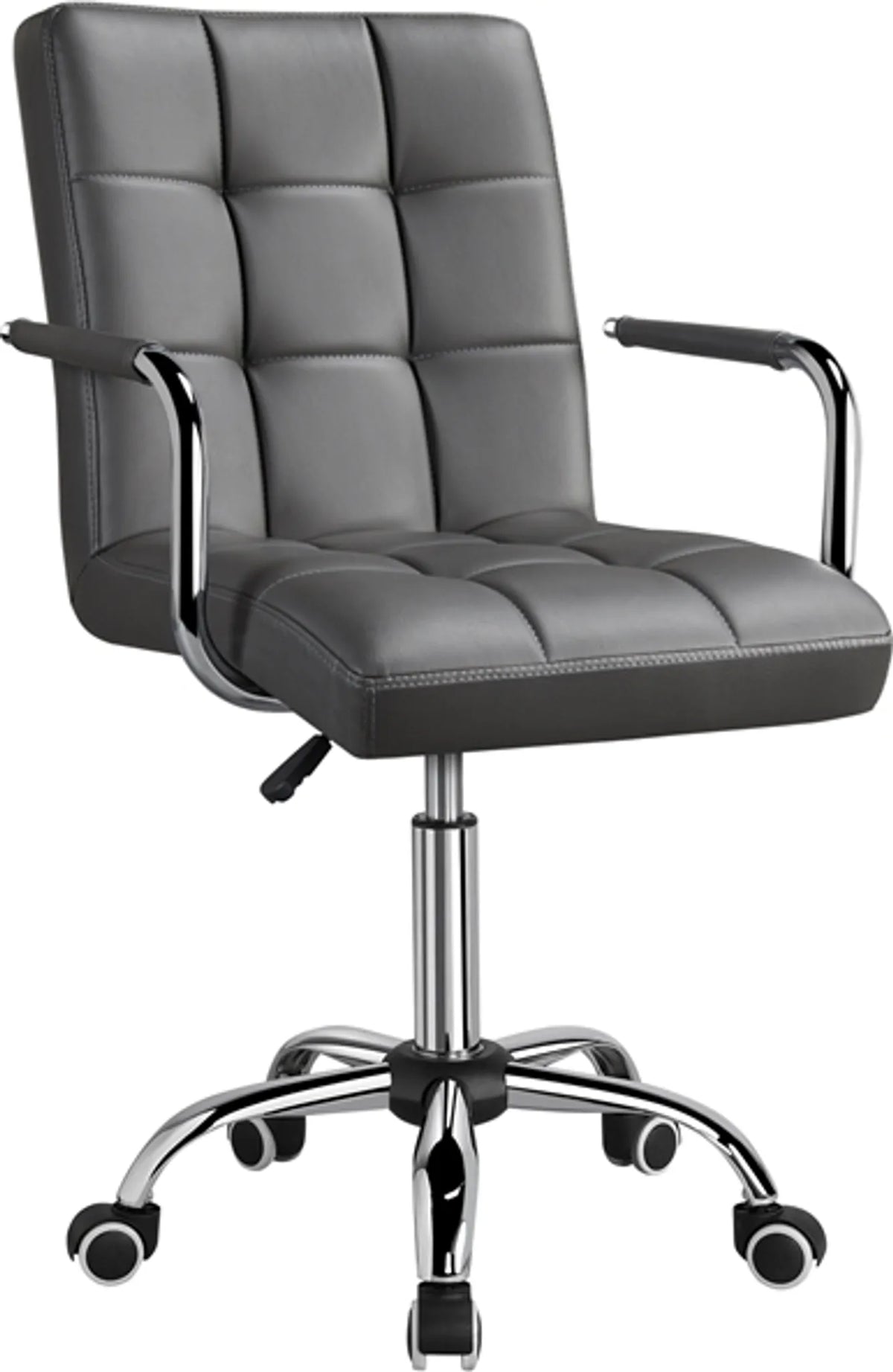 Yaheetech Luxus-Bürostuhl aus Kunstleder 88,5–103 cm – Stilvolles Grau – Polyurethan und Stahl