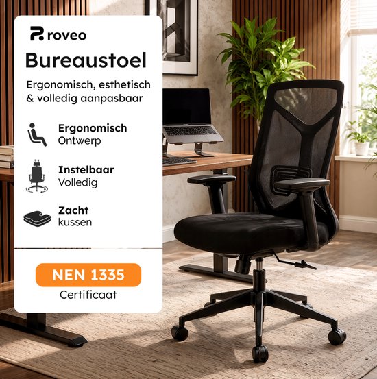 Roveo Ergonomischer Bürostuhl – Office-Gaming-Stuhl – Gaming-Stuhl für Erwachsene – Gaming-Stuhl – Schwarz