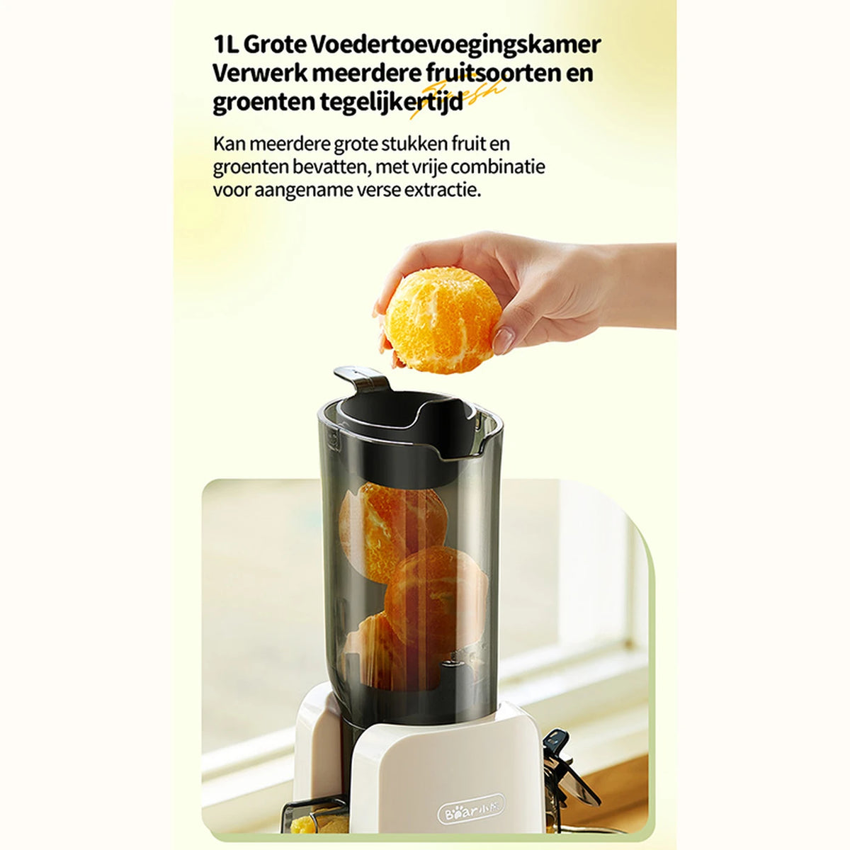 Bear Slowjuicer mit 80-mm-Einfüllöffnung – Entsaften ohne Schneiden