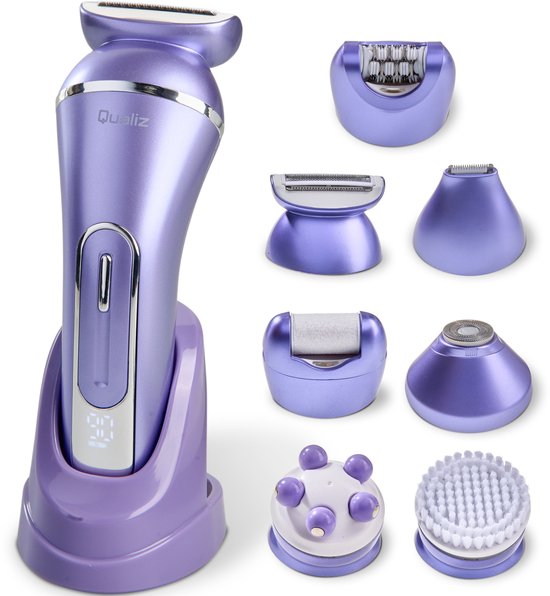 7-in-1-Ladyshaver – Epiliergerät für Damen – IPX 7 wasserdicht – Wiederaufladbar – Bikini-Trimmer – Intimrasierer für Damen – Ladyshaver für Frauen – Epilierer – Trimmer für Damen – Qualiz®