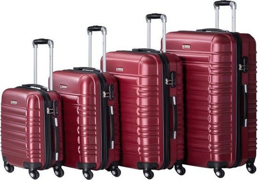 Trolley Reisekoffer Set / Kofferset Rom - 4-teilig - Rot - ABS