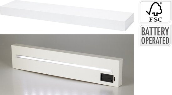 Home&Stylingcollection Wandregal-mit-LED-Beleuchtung-weiß-60 cm