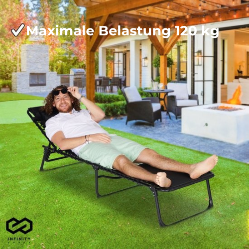 Infinity Goods Liege - Faltbar - Inklusive Kissen - Verstellbar - Wetterfest - Anthrazit