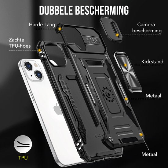 Podec-Hülle für das iPhone 13 Mini – Handyhülle – Anti-Shock-Case, Hybrid-Armor-Hülle mit Ständer und Ring sowie Displayschutzfolie
