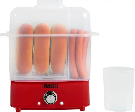 Princess Hot-Dog-Maker & Eierkocher 2-in-1 – Für 6 Hot Dogs und 8 Eier mit Brötchenwärmer