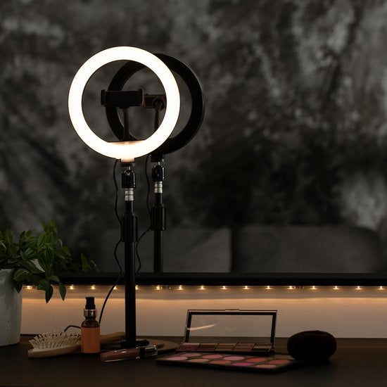 LURKÂ® Ringlampen-Set 8-Zoll-LED - Verstellbares Stativ - Fernbedienung - Geeignet für Smartphone