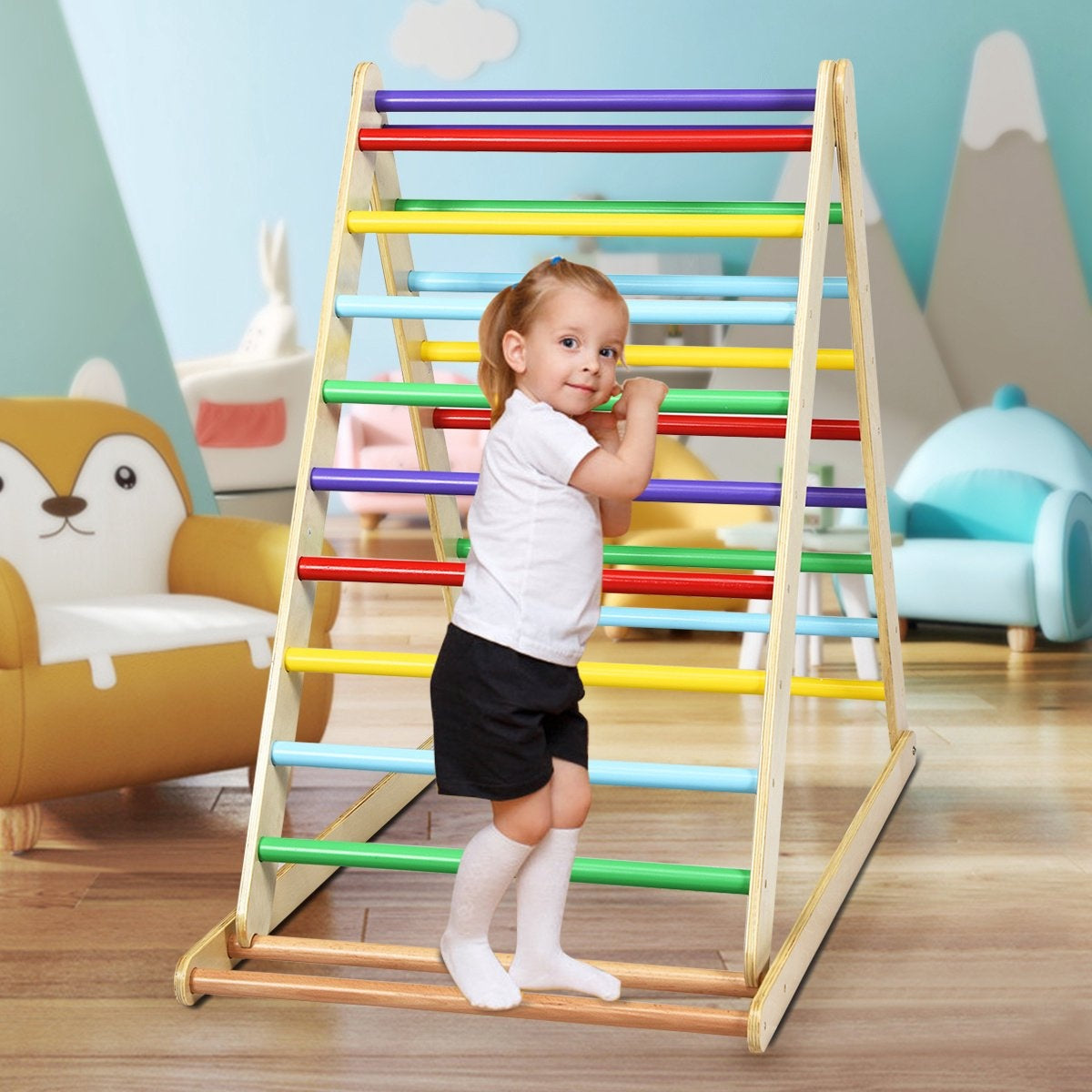 Coast Climbing Triangle Sprout Triangle klappbares Klettergerüst mit Leiter aus Holz