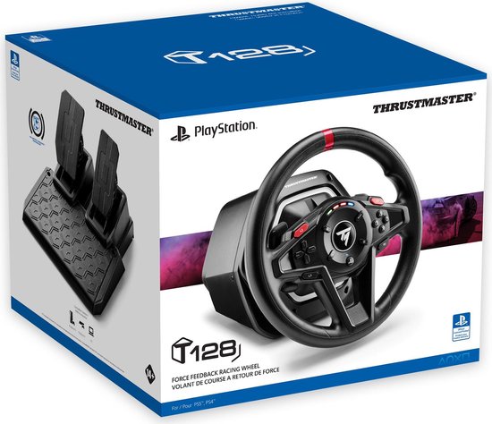 Thrustmaster T128-P – Rennlenkrad und Pedale – Force Feedback & magnetische Schaltwippen – Für PS5/PS4/PC – Kompatibel mit Forza Horizon 6 (PC)