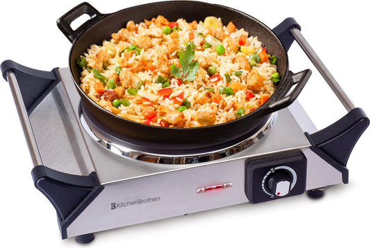 KitchenBrothers Elektrokochfeld - 1 Brenner - 1500W - Edelstahl